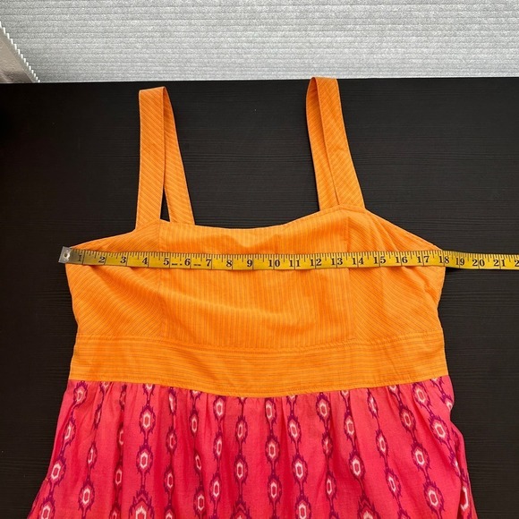 Columbia Orange Printed Wide Strap Square Neck Pocket Casual Sundress Size Large - Picture 13 of 15